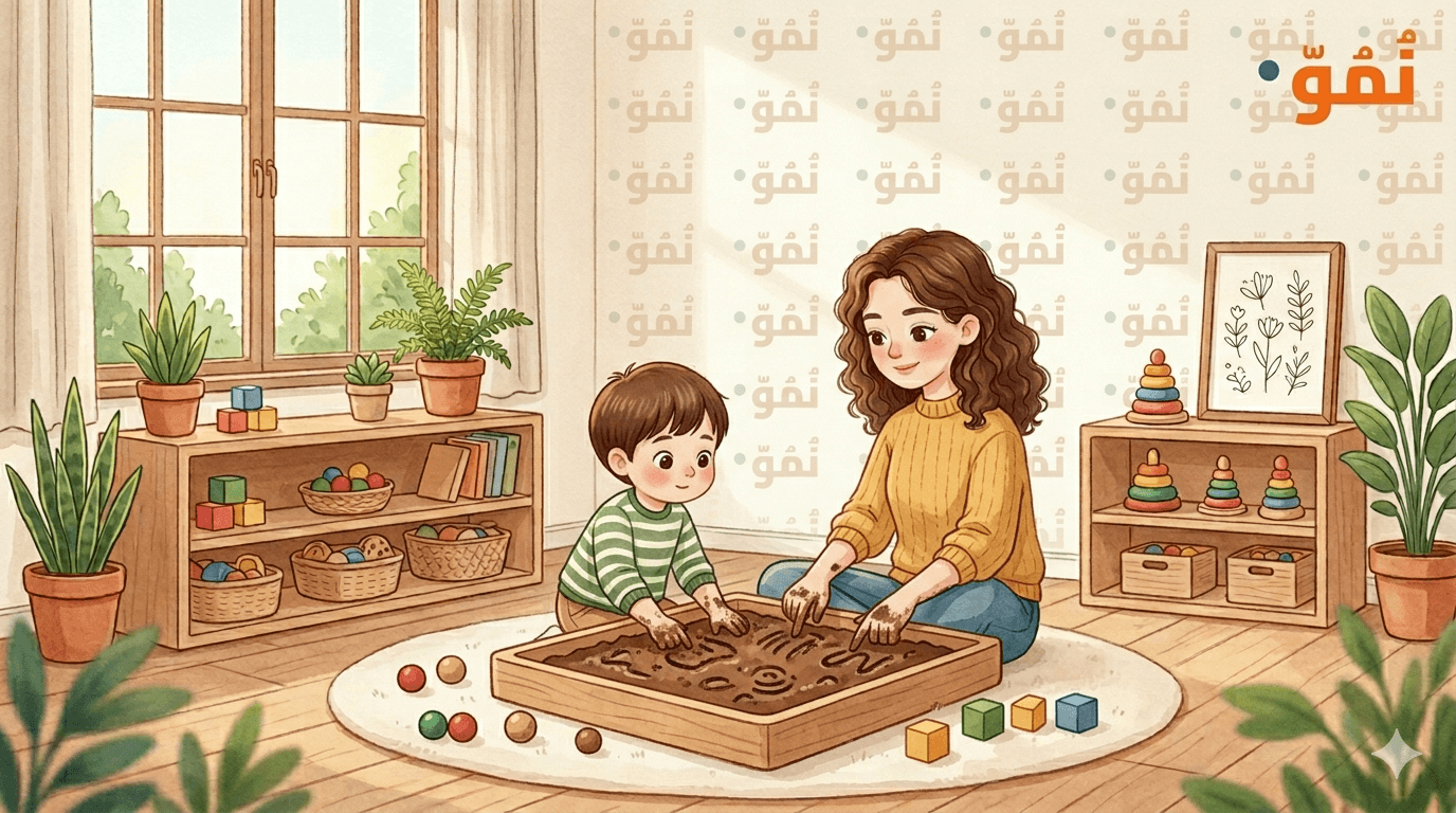 الرسم بالأصابع في التراب